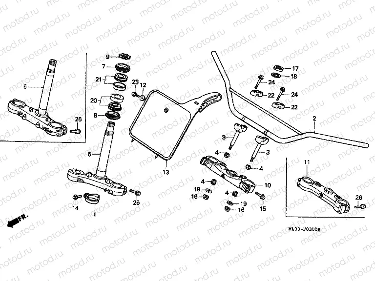F-3 TIE ROD TUBE / UPPER AXLE / STEERING LINK (-CR500RR)