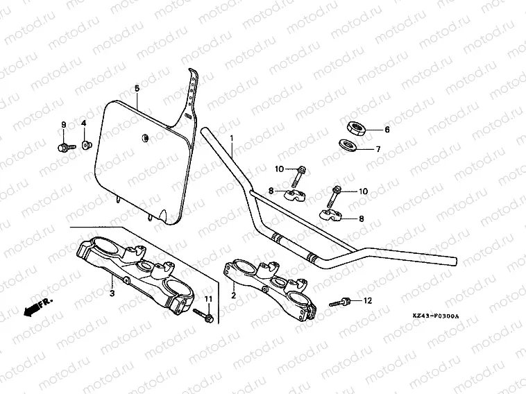 F-3 TIE ROD TUBE / UPPER BRIDGE (CR125RL / RM / RN / RP / RR)