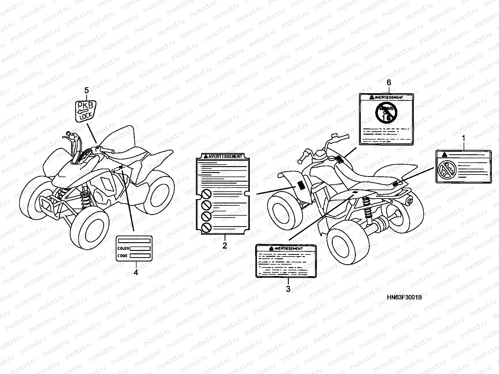 F-30-1 CAUTION LABEL (TRX250EX6/7/8)