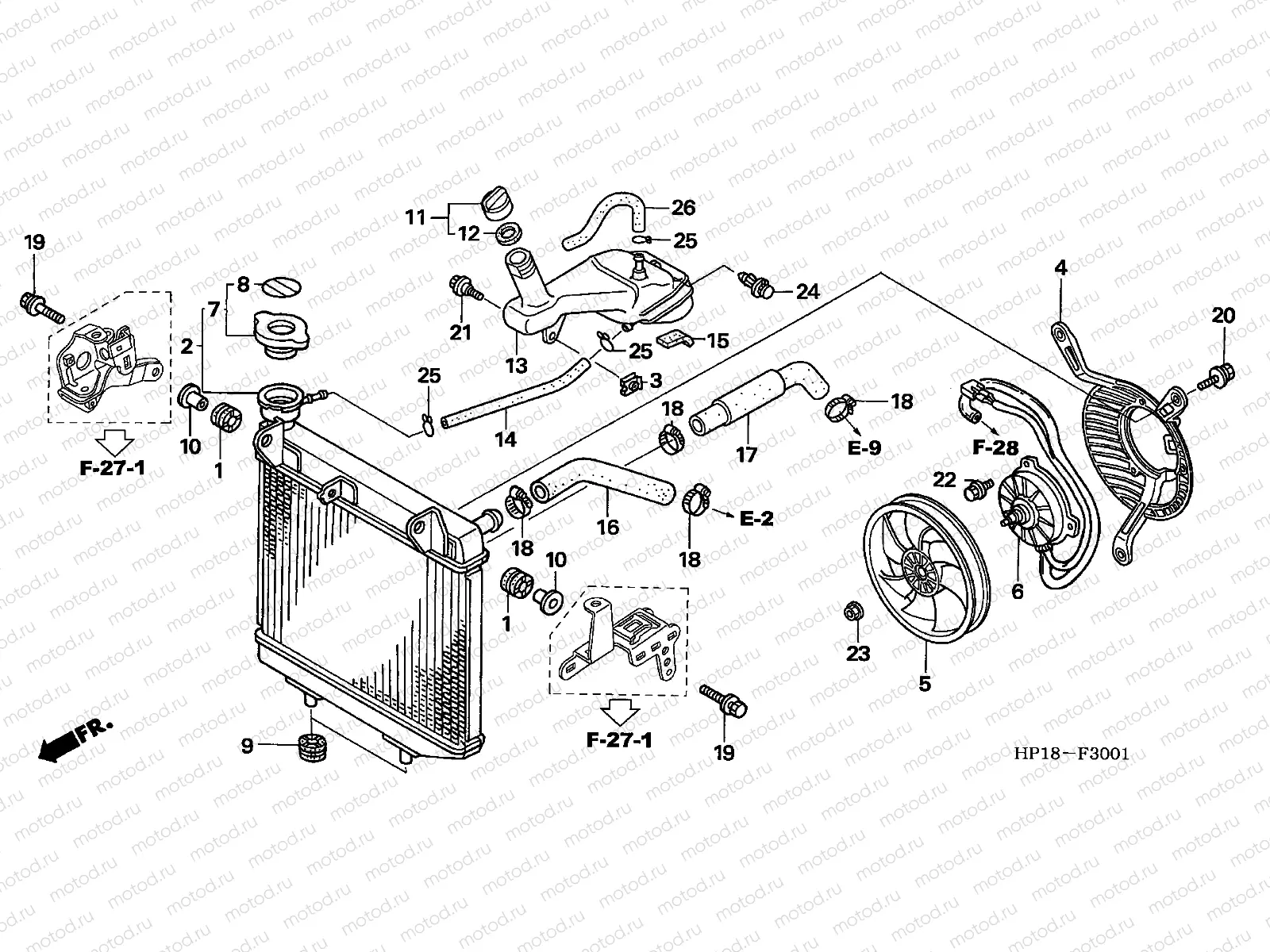 F-30-1 RADIATOR (TRX450R6,7,8/ER6,7,8)