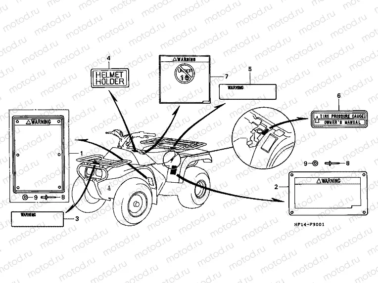 F-30-1 WARNING LABEL (TRX200D) (91)