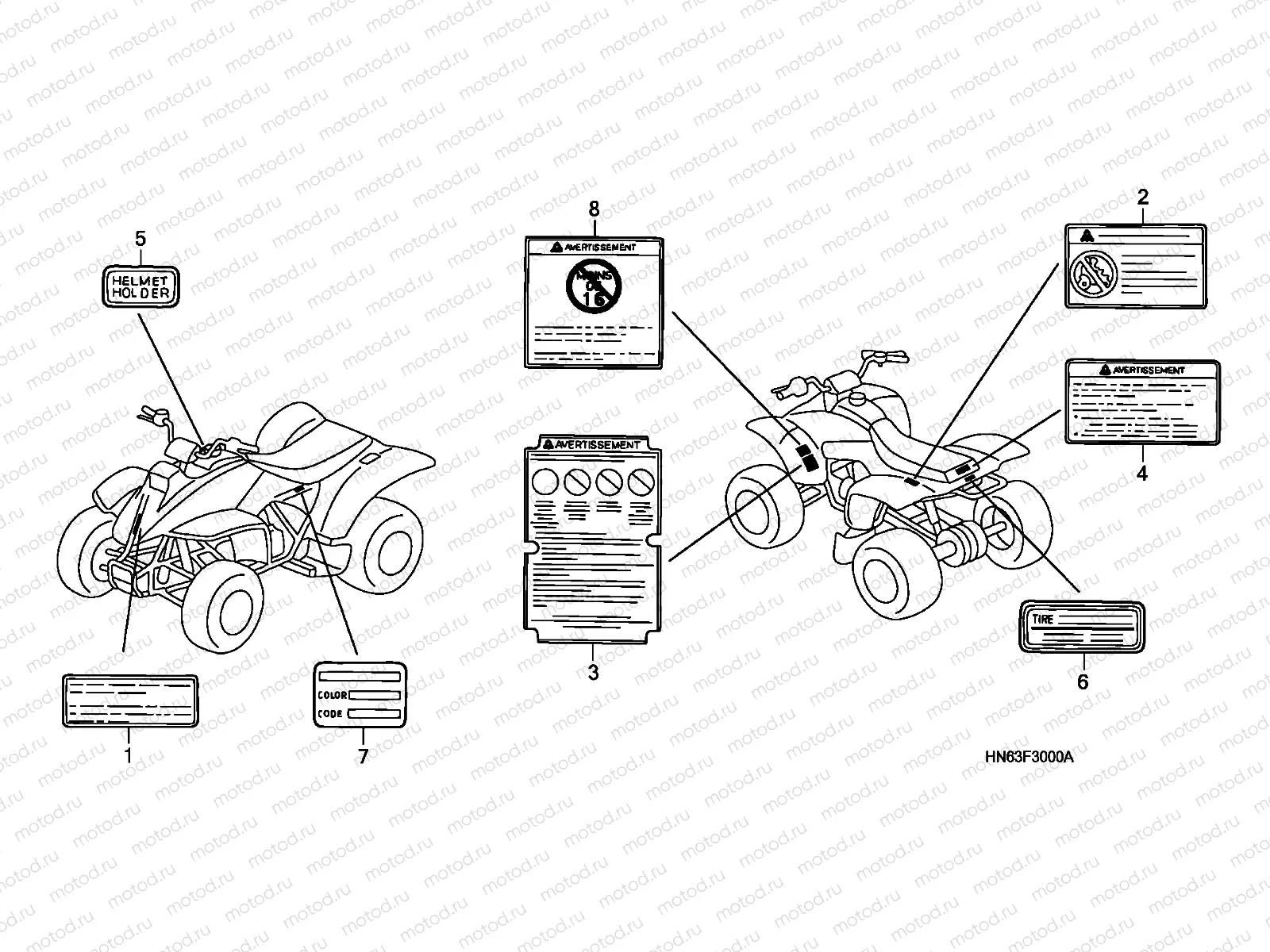 F-30 CAUTION LABEL (TRX250EX1 / 2/3/4/5)