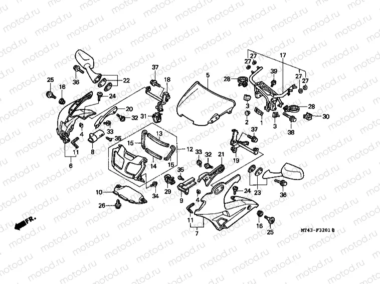 F-32-1 ENGINE HOUSING (VFR750FR / FS / FT / FV)