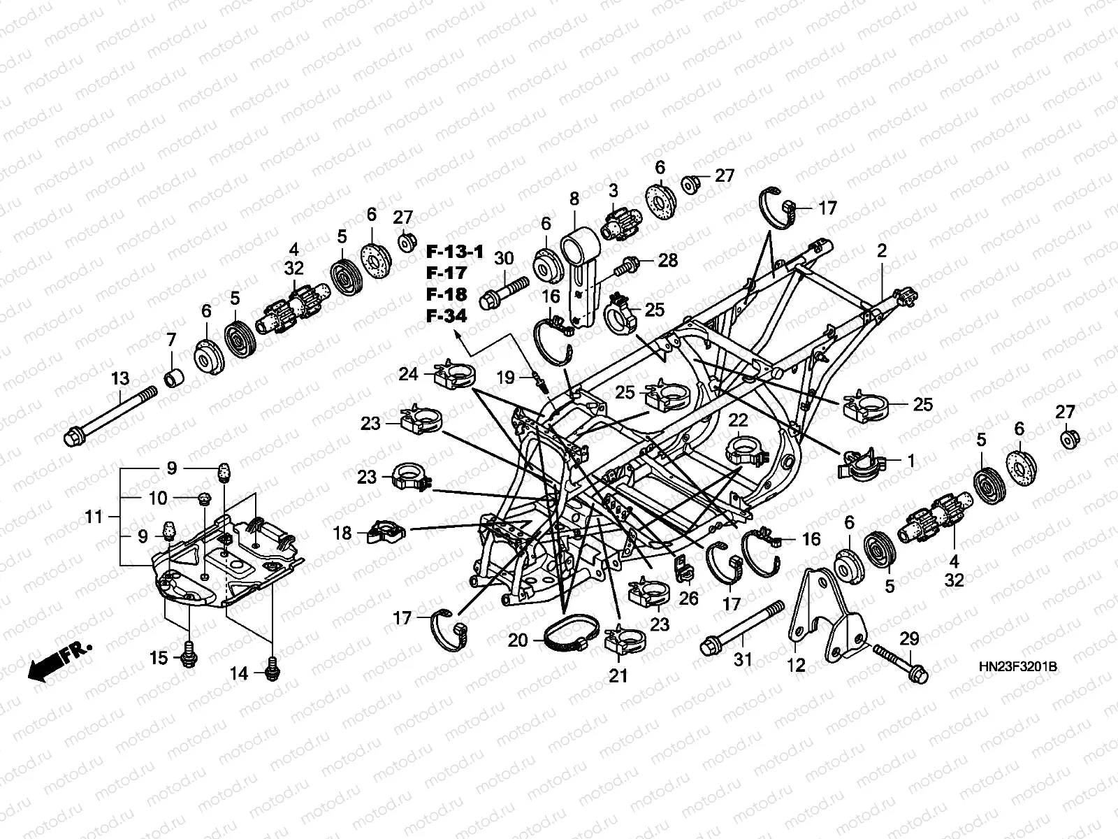 F-32-1 FRAME BODY (TRX500FA5/6/7/8)