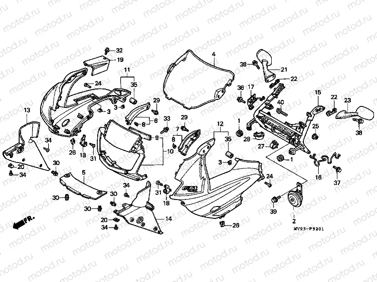F-32-1 UPPER ENGINE HOUSING (CBR600FS / 3S / T / 3T / SET)