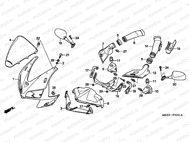 F-32-1 UPPER ENGINE HOUSING (CBR600RR5 / 6)
