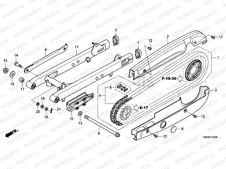 F-32 SWINGARM & CHAIN CASE