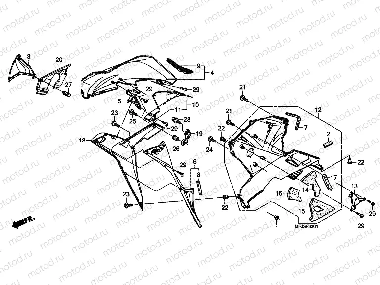 F-33-1 LOWER ENGINE (R.) (CBR600RR9, A, B / RA9, A, B)