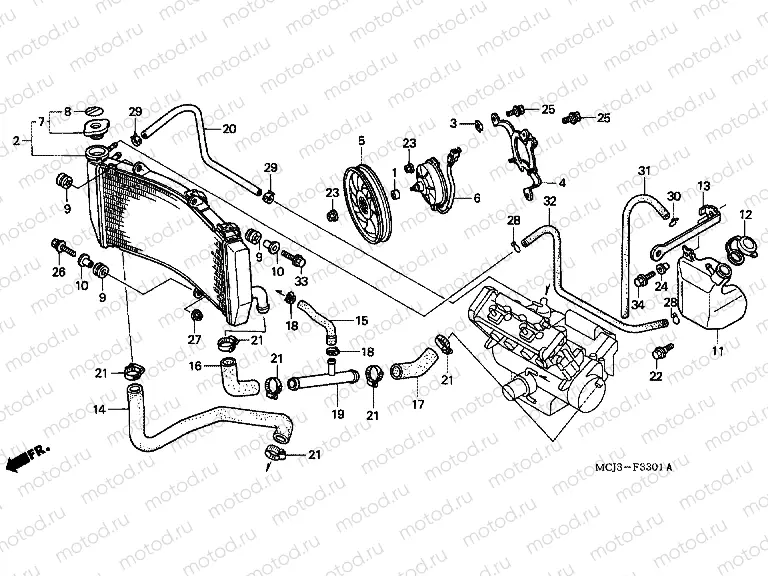 F-33-1 RADIATOR (CBR900RR2,3)