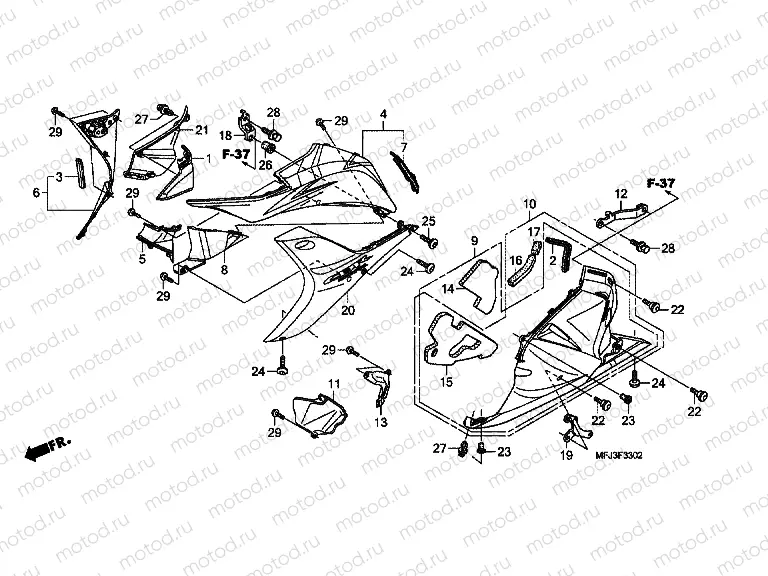 F-33-2 LOWER ENGINE (B.) (CBR600RR9, A, B / RA9, A, B)