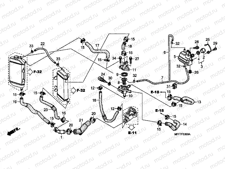 F-33 ​​WATER HOSE / THERMOSTAT