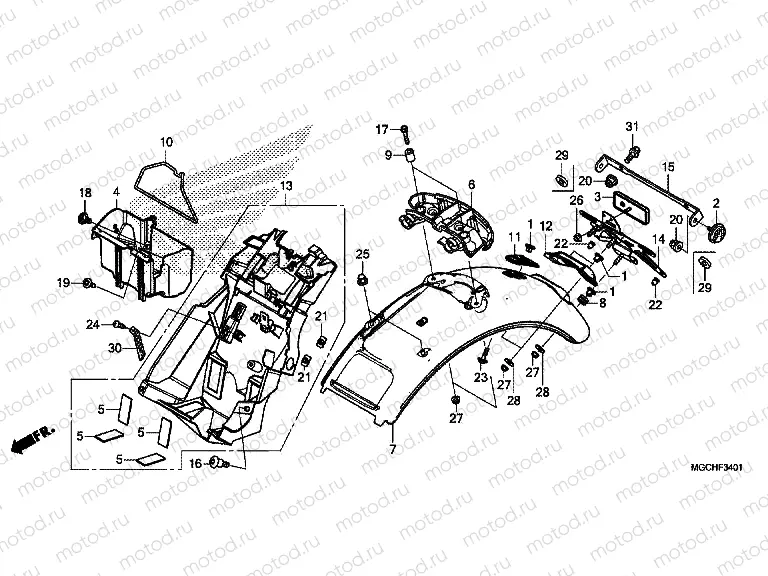 F-34-1 REAR FENDER (CB1100CA / CAD / NA / NAD)