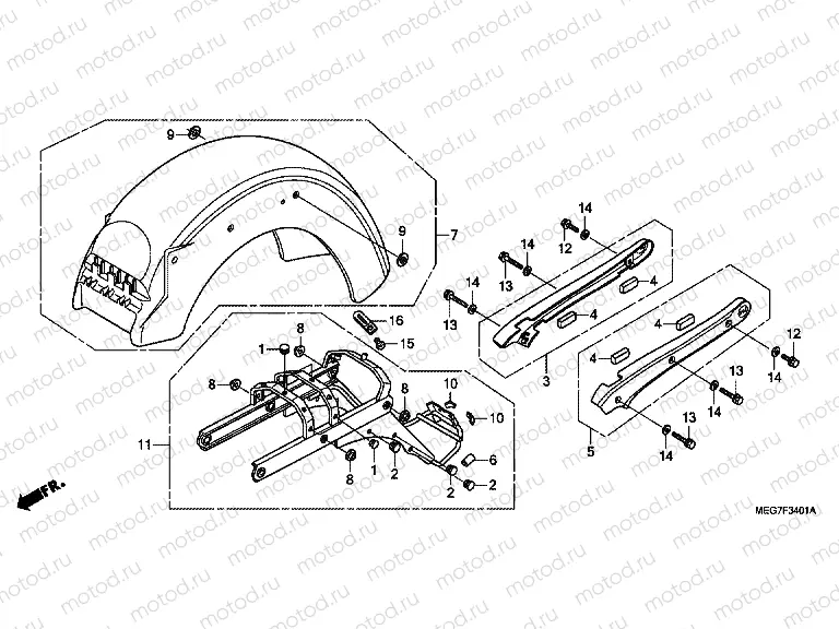 F-34-1 REAR FENDER (VT750CS / C / CA)