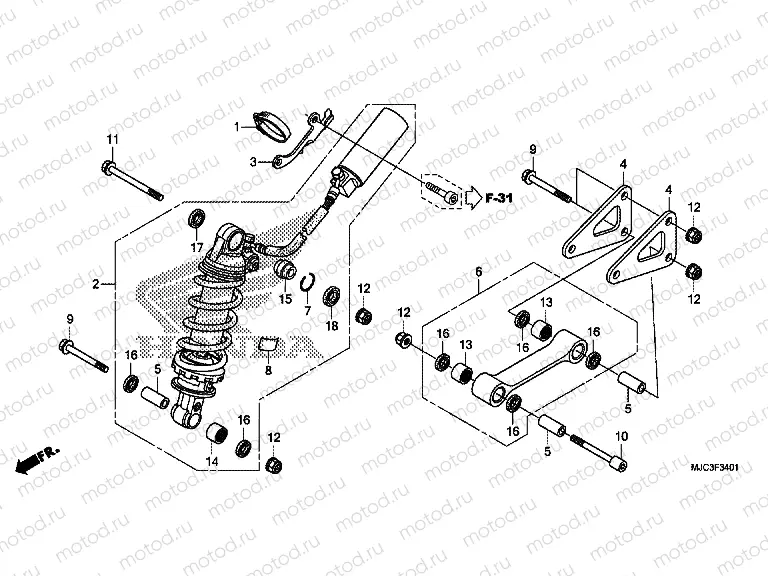 F-34-1 REAR SHOCK ABSORBER (CBR600RA)