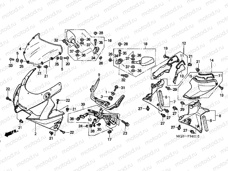 F-34-1 UPPER ENGINE HOUSING (CBR900RR2,3)