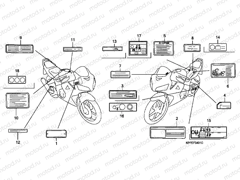 F-34-1 WARNING LABEL (CBR125RW7 / RW9 / RWA)