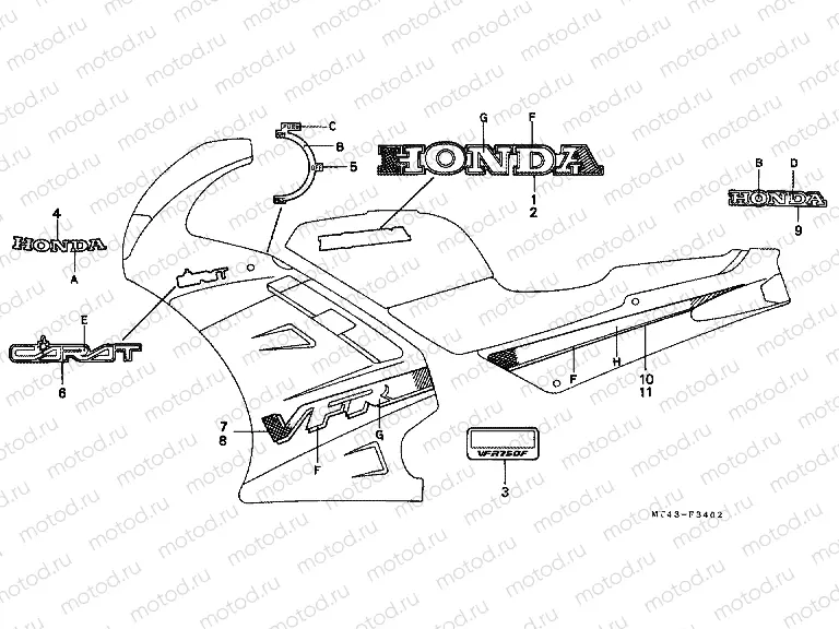 F-34-2 STRIP / SIGNAL (3) (VFR750FN)