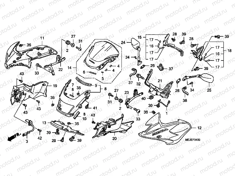 F-34 FRONT ENGINE COVER / SIDE ENGINE HOUSING / WINDSCREEN