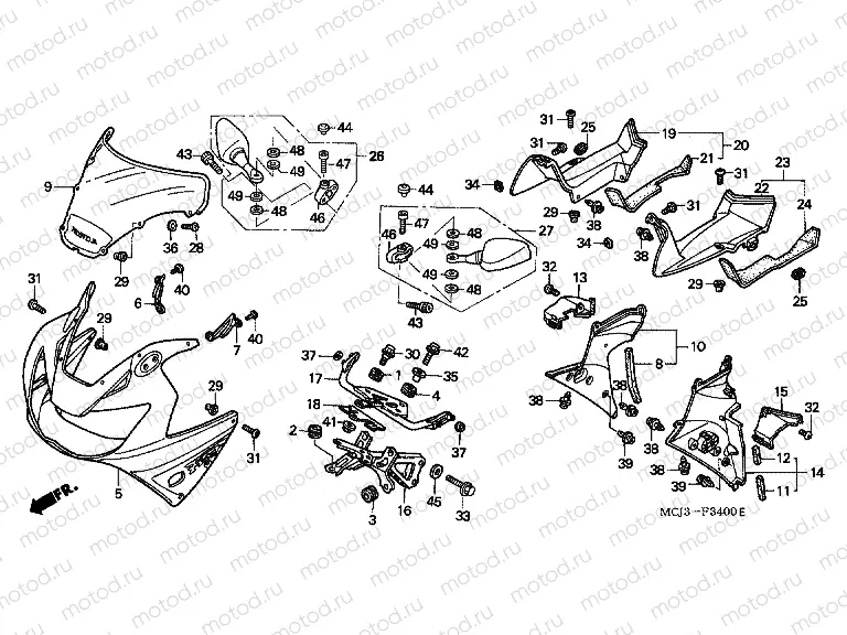 F-34 UPPER ENGINE HOUSING (CBR900RRY, 1 / RE1)