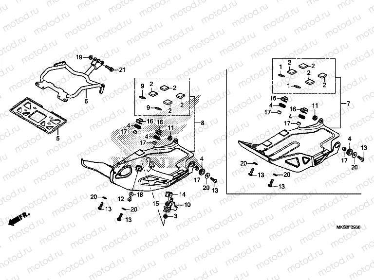 F-39-30 FRONT SIDE PIPE & SKID PLATE