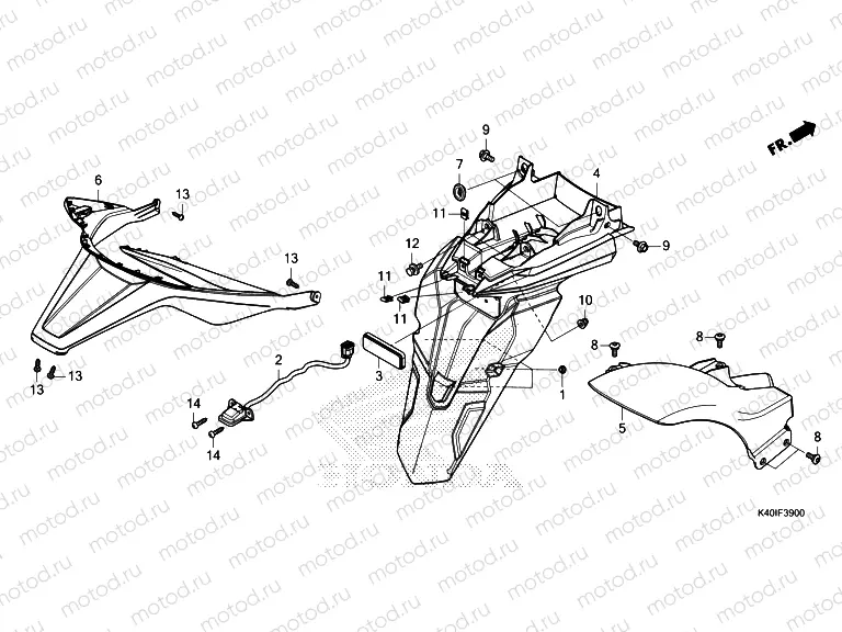 F-39 REAR FENDER & LICENSE LIGHT