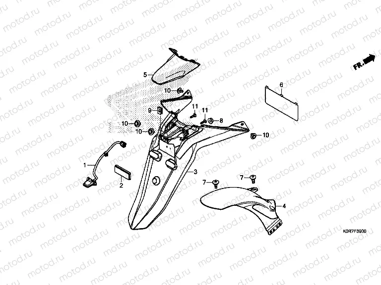 F-39 REAR FENDER & LICENSE LIGHT