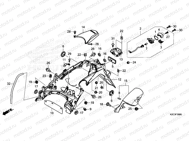 F-39 REAR FENDER & LICENSE LIGHT
