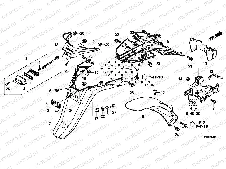 F-39 REAR FENDER / NUMBER PLATE LIGHT