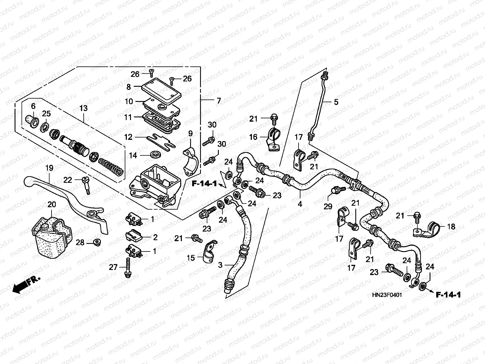 F-4-1 FR. BRAKE MASTER CYLINDER (TRX500FA5/6/7/8)