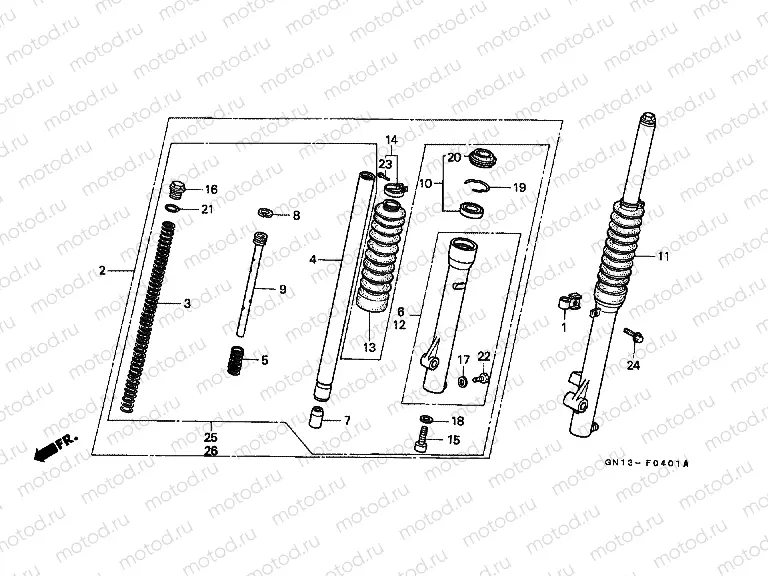 F-4-1 FRONT FORK (XR80RL / RM / RN / RP / RR)