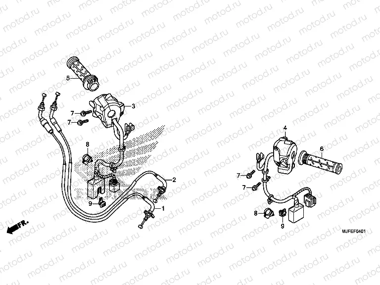 F-4-1 HANDLE ARM / SWITCH / CABLE (CTX700ND)