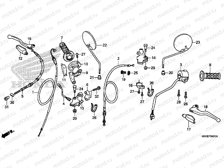 F-4-1 HANDLE ARM / SWITCH / CABLE / MIRROR (XL125LK)