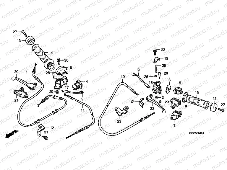 F-4-1 HANDLE LEVER / SWITCH / CABLE (FRONT DRUM BRAKE)