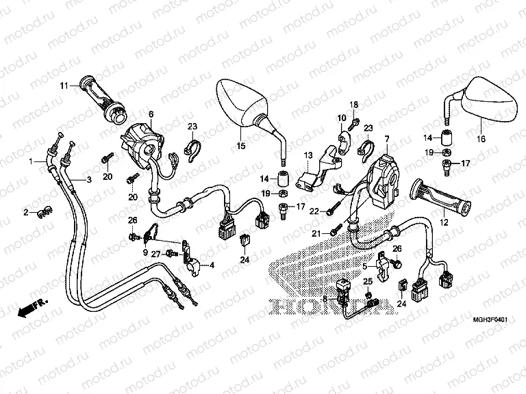 F-4-1 SWITCH / CABLE / MIRROR (VFR1200XD)