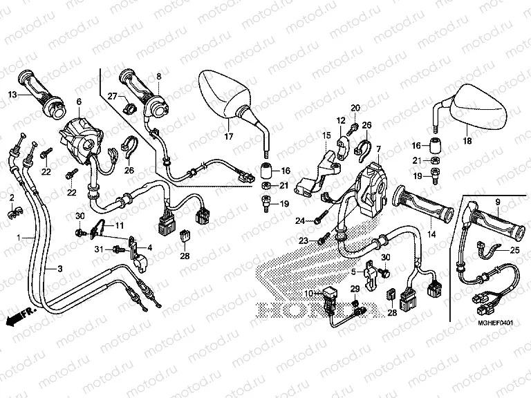 F-4-1 SWITCH / CABLE / MIRROR (VFR1200XD / XDA / XDL / XDS)