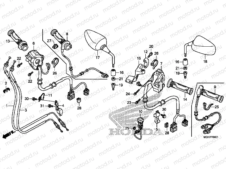 F-4-1 SWITCH / CABLE / MIRROR (VFR1200XD / XDA / XDL / XDS)