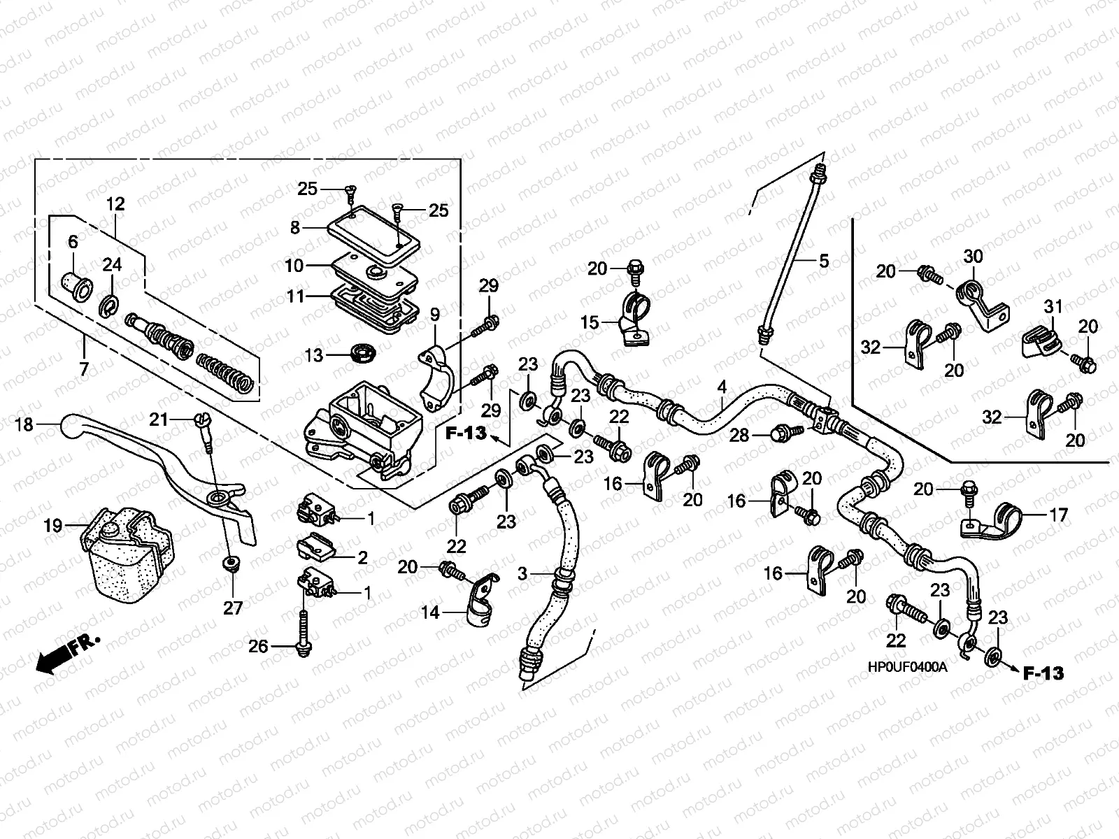 F-4 FR. BRAKE MASTER CYLINDER