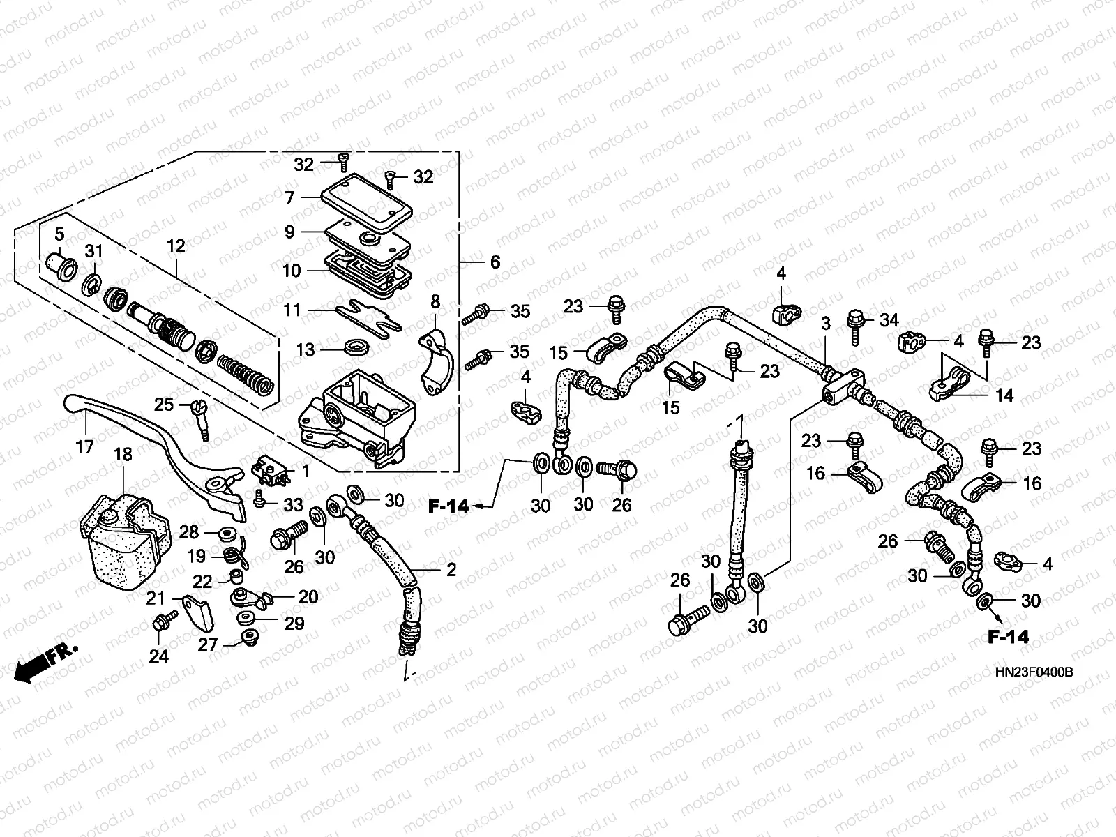 F-4 FR. BRAKE MASTER CYLINDER (TRX500FA1/2/3/4)