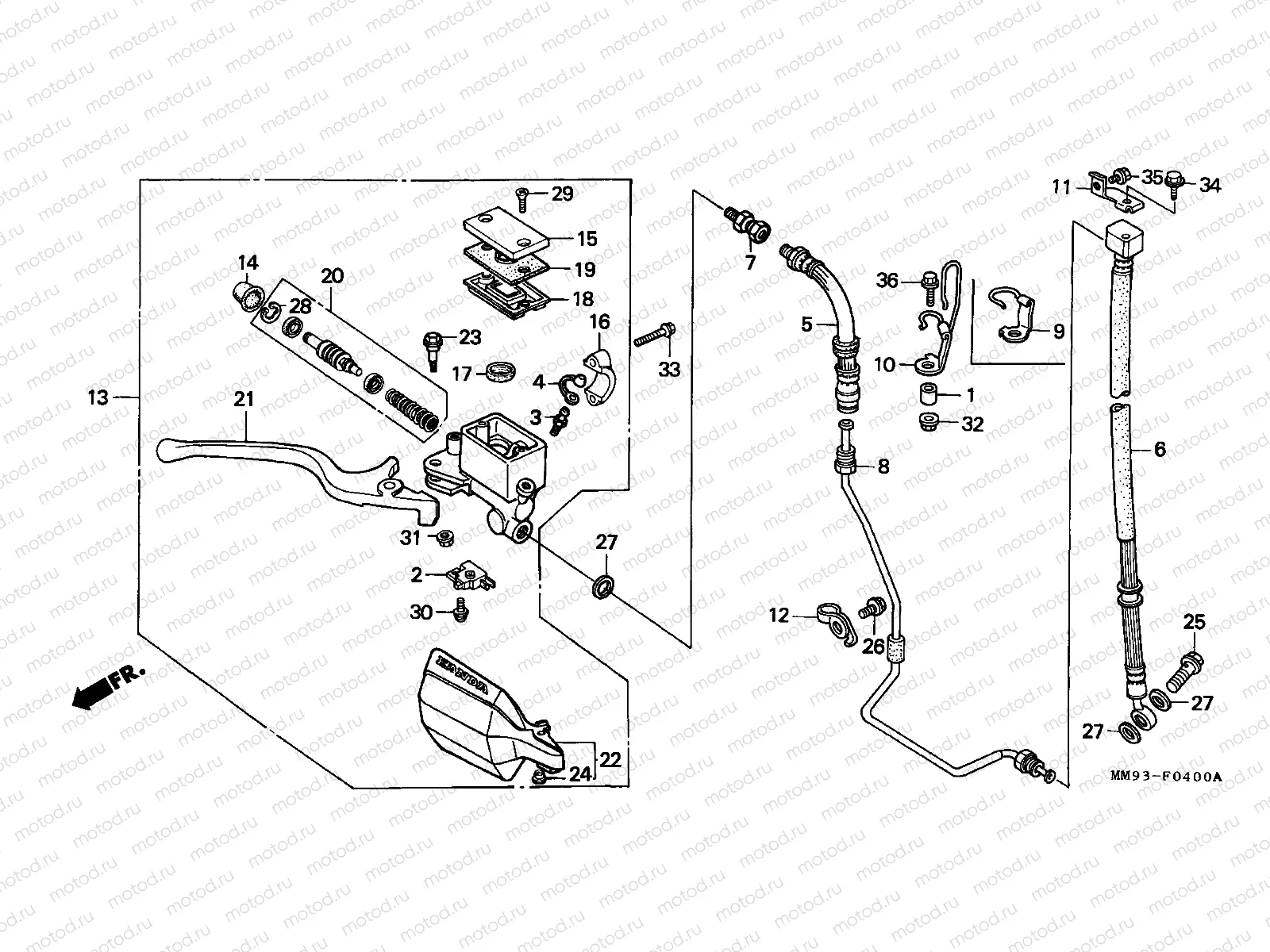 F-4 FR. BRAKE MASTER CYLINDER (XL600VH/VJ/VK/VL)