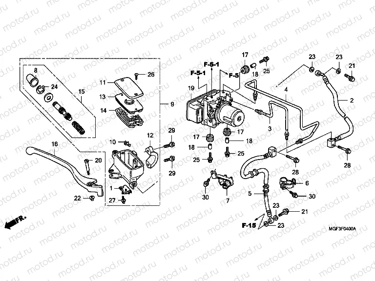 F-4 FRONT BRAKE MASTER CYLINDER (FJS600A9-KO)