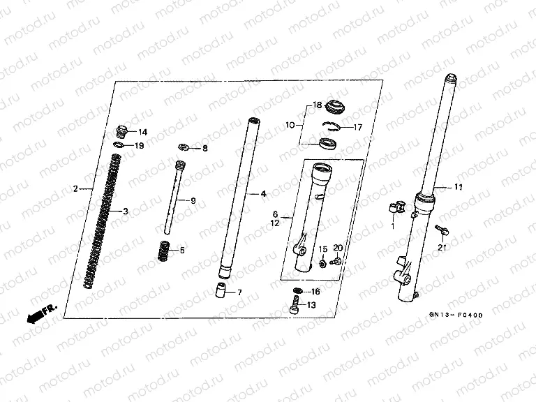 F-4 FRONT FORK (XR80RF / RG / RH)