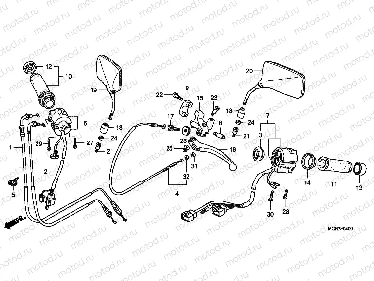 F-4 HANDLE ARM / SWITCH / CABLE / MIRROR