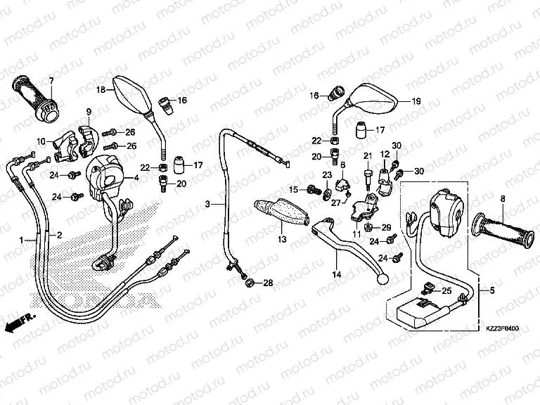 F-4 HANDLE ARM / SWITCH / CABLE / MIRROR