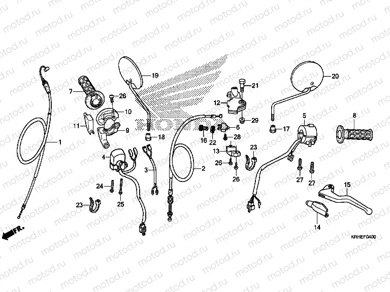 F-4 HANDLE ARM / SWITCH / CABLE / MIRROR (XR125LEK / LK)