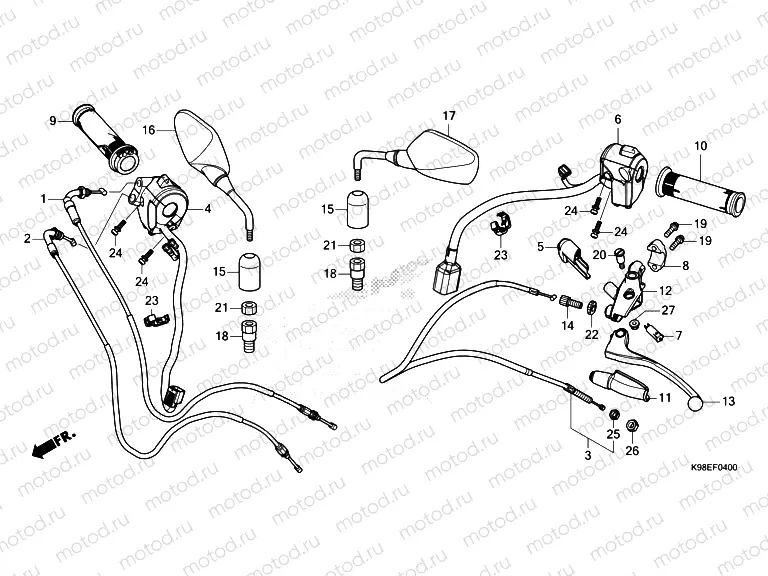 F-4 HANDLE LEVER & SWITCH & CABLE & MIRROR