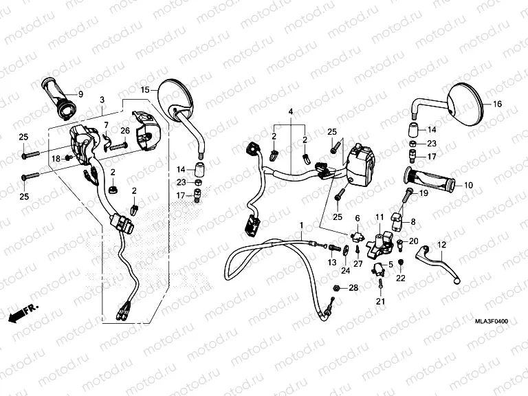 F-4 HANDLE SWITCH & LEVER & CABLE & MIRROR