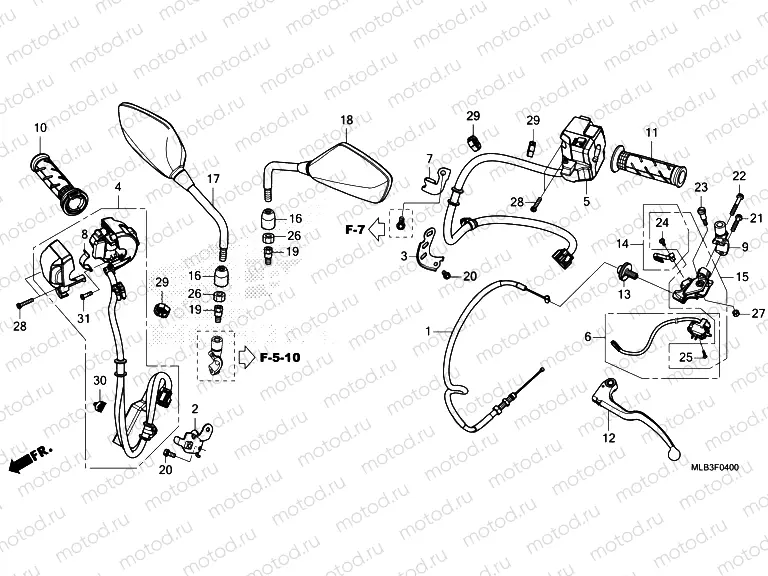 F-4 HANDLE SWITCH/GRIP/CABLE/MIRROR