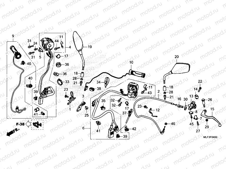 F-4 HANDLE SWITCH/LEVER/CABLE/MIRROR (NT1100A)