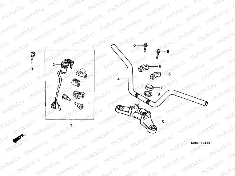 F-4 STEERING BAR TUBE / UPPER BRIDGE