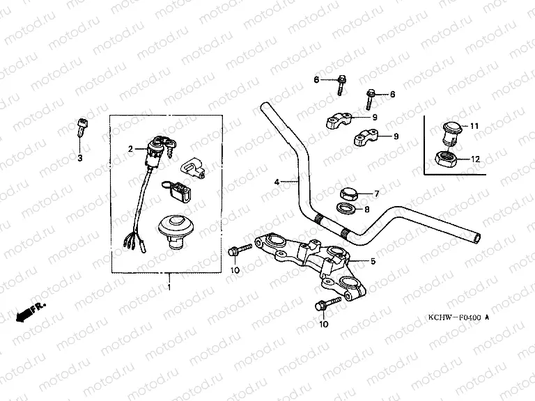 F-4 STEERING BAR TUBE / UPPER BRIDGE